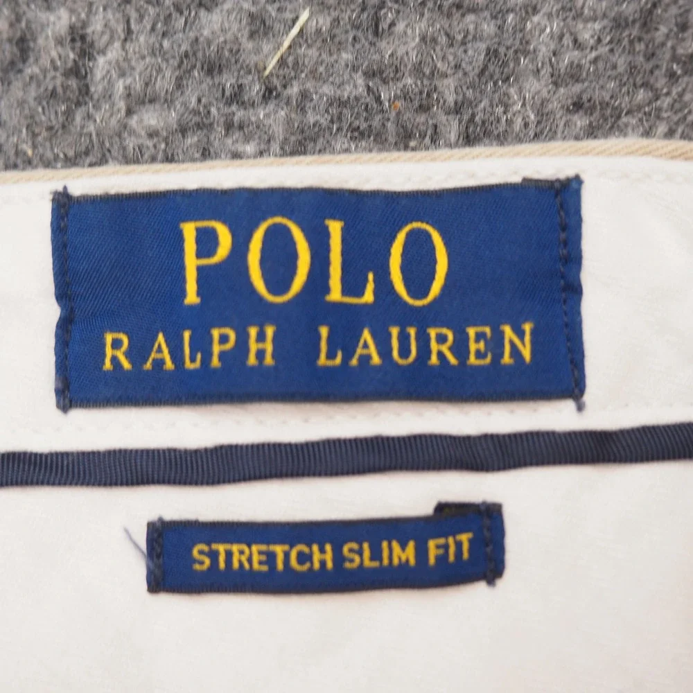 Polo Ralph Lauren Chino Pants Mens 34x30 Tan Stretch Slim Fit Preppy Casual